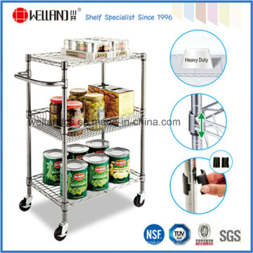 NSF 3 Tiers cromo carrinho de cozinha de metal / Rolling Cart / utilitário carrinho